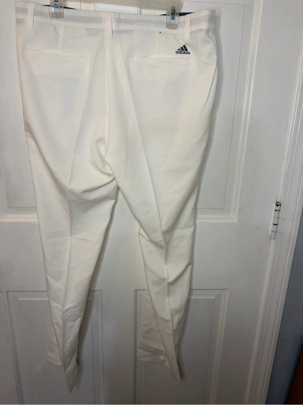 adidas Golf Men’s White Flat Front Slim Tapered Pants 35x32 HA6204